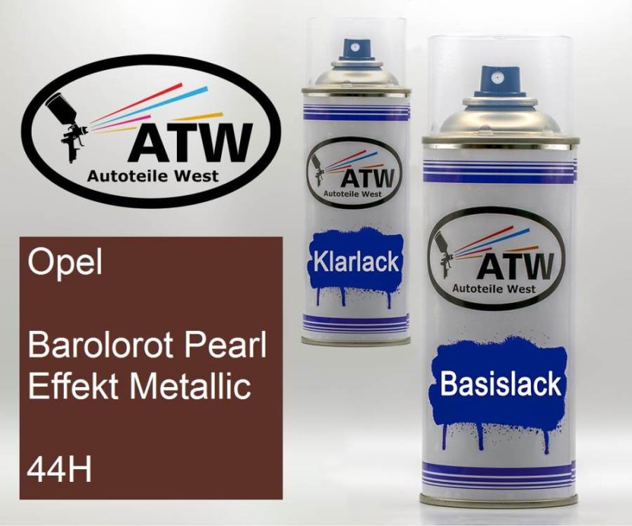 Opel, Barolorot Pearl Effekt Metallic, 44H: 400ml Sprühdose + 400ml Klarlack - Set, von ATW Autoteile West.